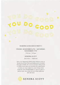 Flyer for Kendra Scott Gives Back at Child's Voice