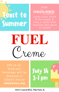 Eat and Drink for Child’s Voice at Fuel and Creme