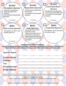 Child's Voice Golf Outing 2023 Sponsorship Form