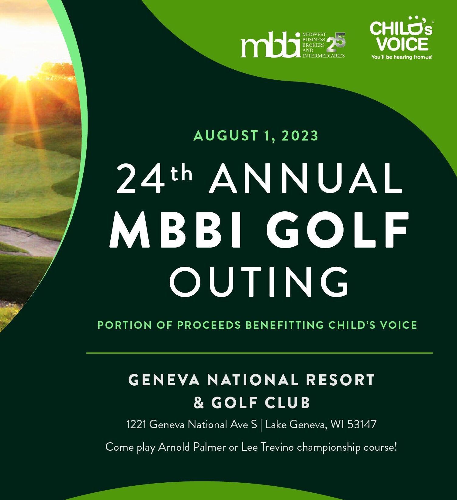 The Midwest Brokers and Business Intermediaries invite you to their 24th Annual Golf Outing, with proceeds benefitting Child's Voice.