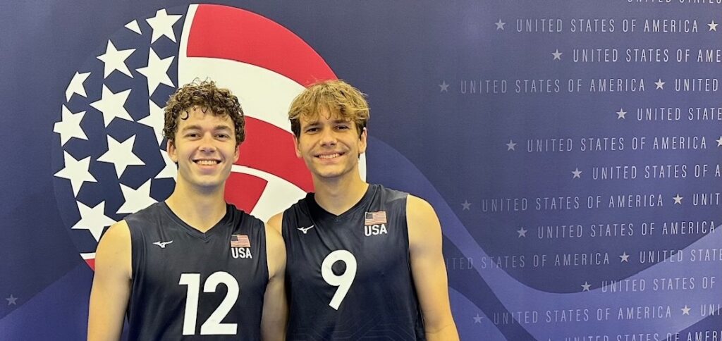 Two men in volleyball uniforms