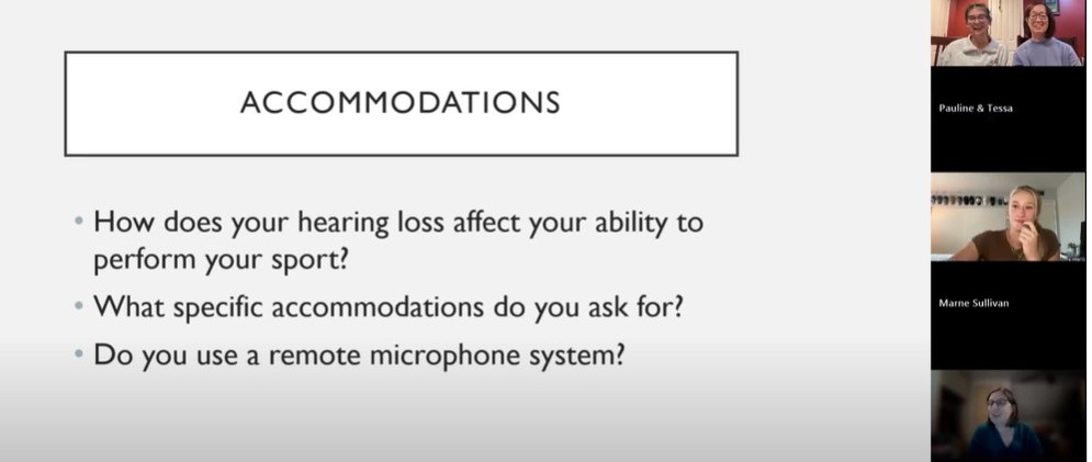 A computer screen with a question about how people with hearing loss ask for accomodations